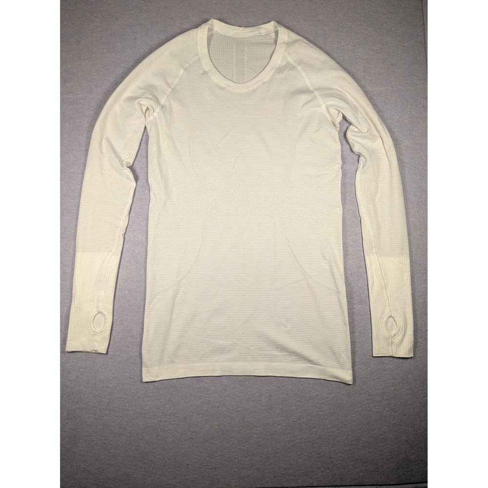 Lululemon Swiftly Tech Long Sleeve 2.0 Women Size 8 White Thumbholes Excellent